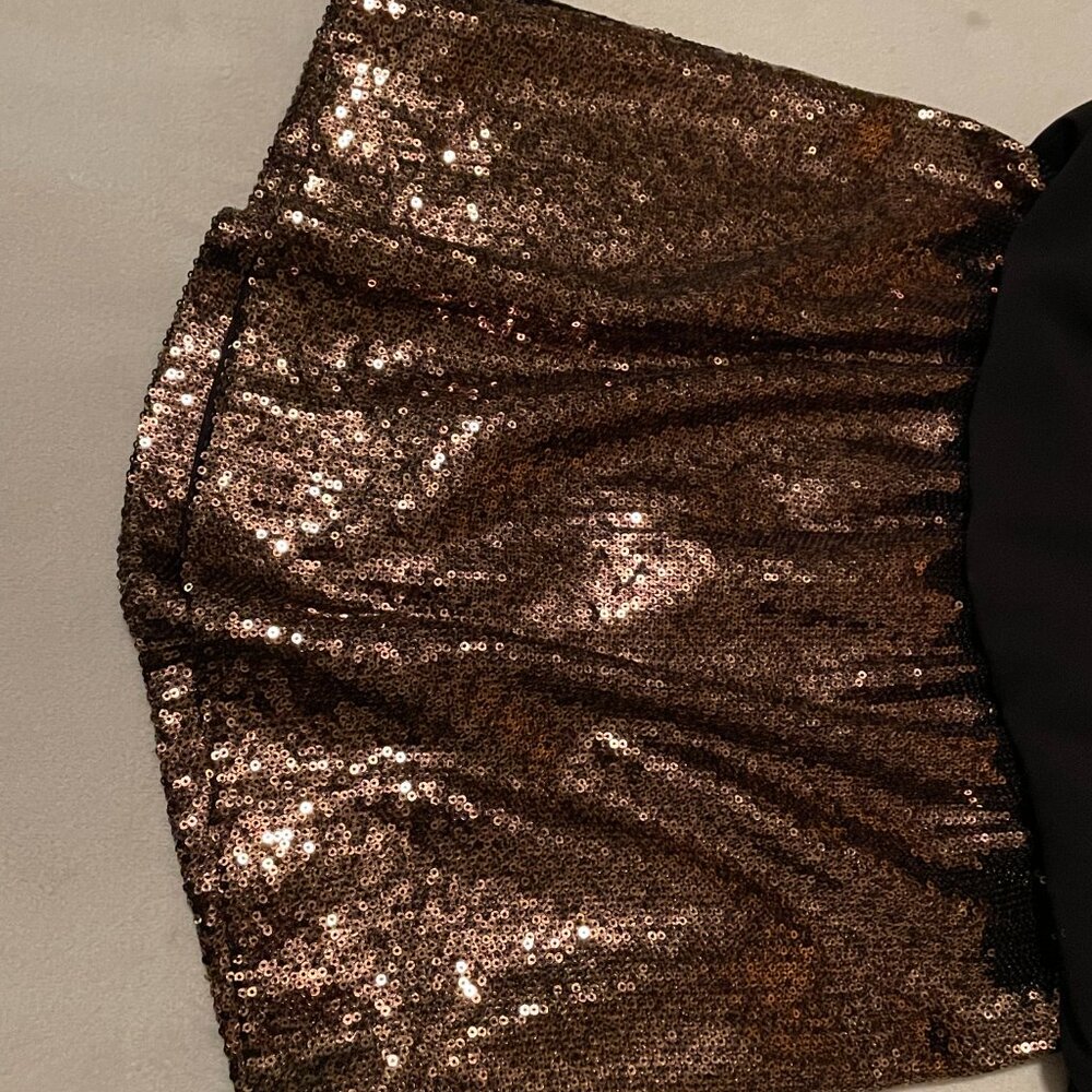 Express, Xs Gold Sequin Colorblock Mini Dress, Wi… - image 8